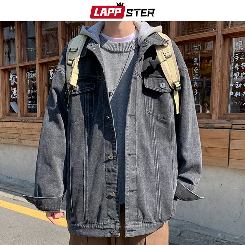 Мужская джинсовая куртка с капюшоном в стиле панк |