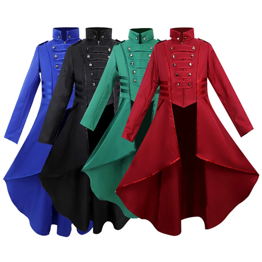

Women's Retro Medieval Costumes Gothic Tailcoat Steampunk Jacket Stand Collar Lady Victorian Coat Halloween Party Adult Tuxedo
