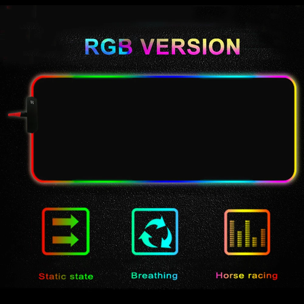 Игровой коврик для мыши 80x30 см RGB подсветка XXL компьютерный большой резиновый