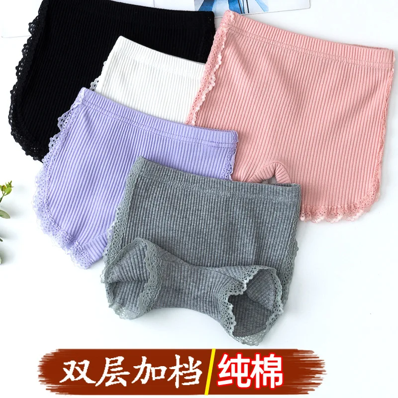 Защитные шорты для девочек летние тонкие женские трусы-боксеры из чистого хлопка