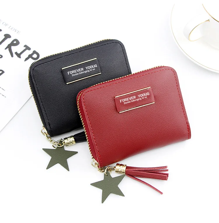 Женские кошельки из искусственной кожи с надписью и кисточками маленькие