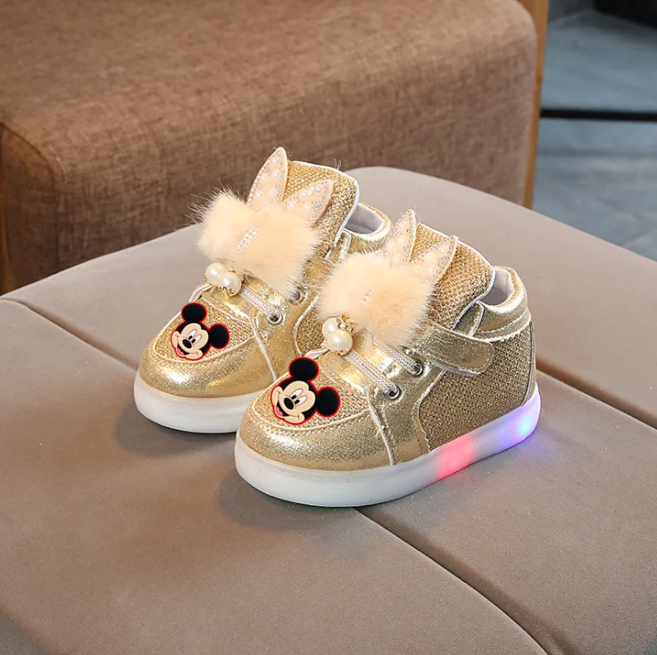 Детские светящиеся кроссовки с Микки и Минни для девочек | Детская одежда обувь