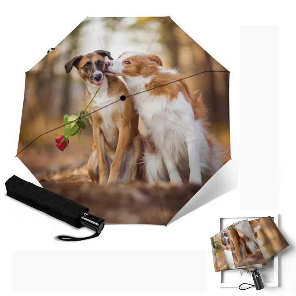 Роскошный автоматический зонт с рисунком милой собаки складной 3 зонтиками от