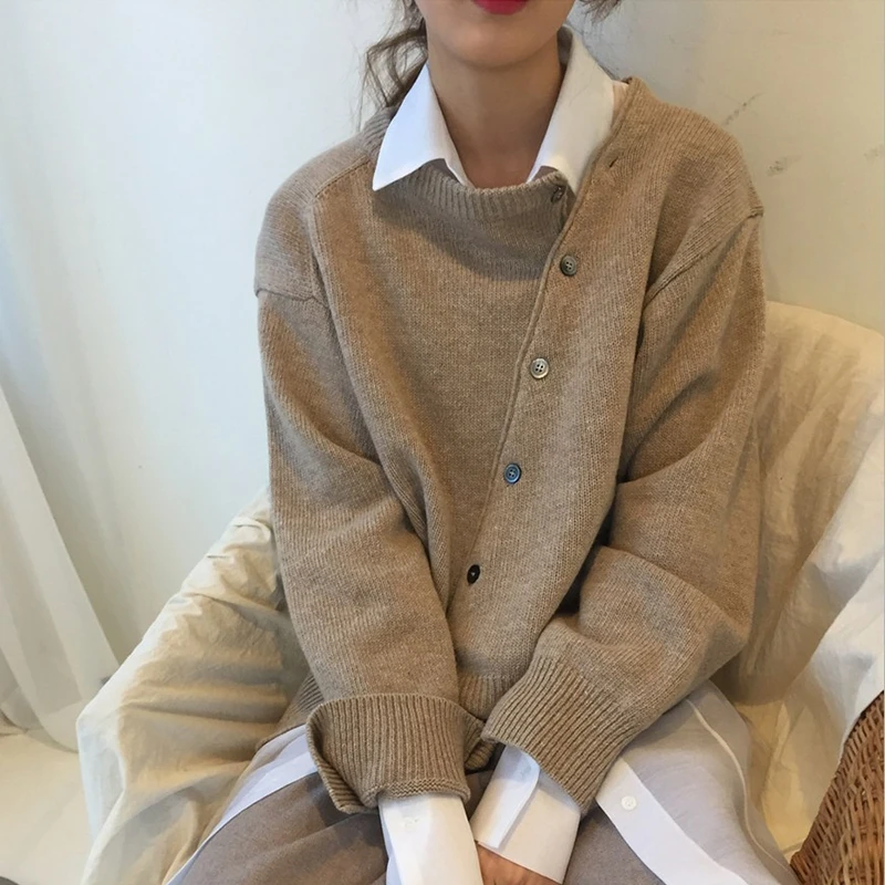 RealShe кашемировый женский свитер 2019 круглый вырез длинный рукав Однотонный