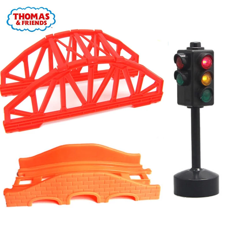 lights add 2 bridge Томас и Друзья трек аксессуары электрический локомотив 1:43 Универсальный детский торт ко дню рождения украшение игрушка сувенир коробка для хранения - Цвет: lights add 2 bridge