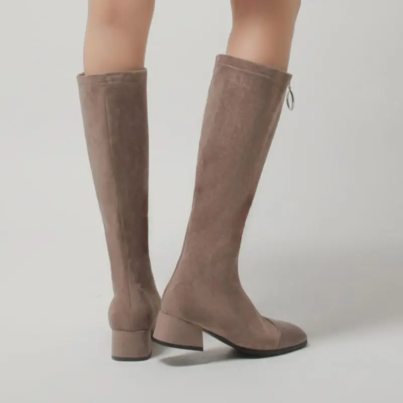 

KemeKiss Size 31-43 Women Long Boots Zipper Patchwork Women Knee High Boots Fashion Cool Winter Shoes Women Footwear