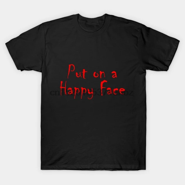 Фото Мужская футболка с надписью Happy Face I Writing Quote Meme Joker дизайн на Хэллоуин женская