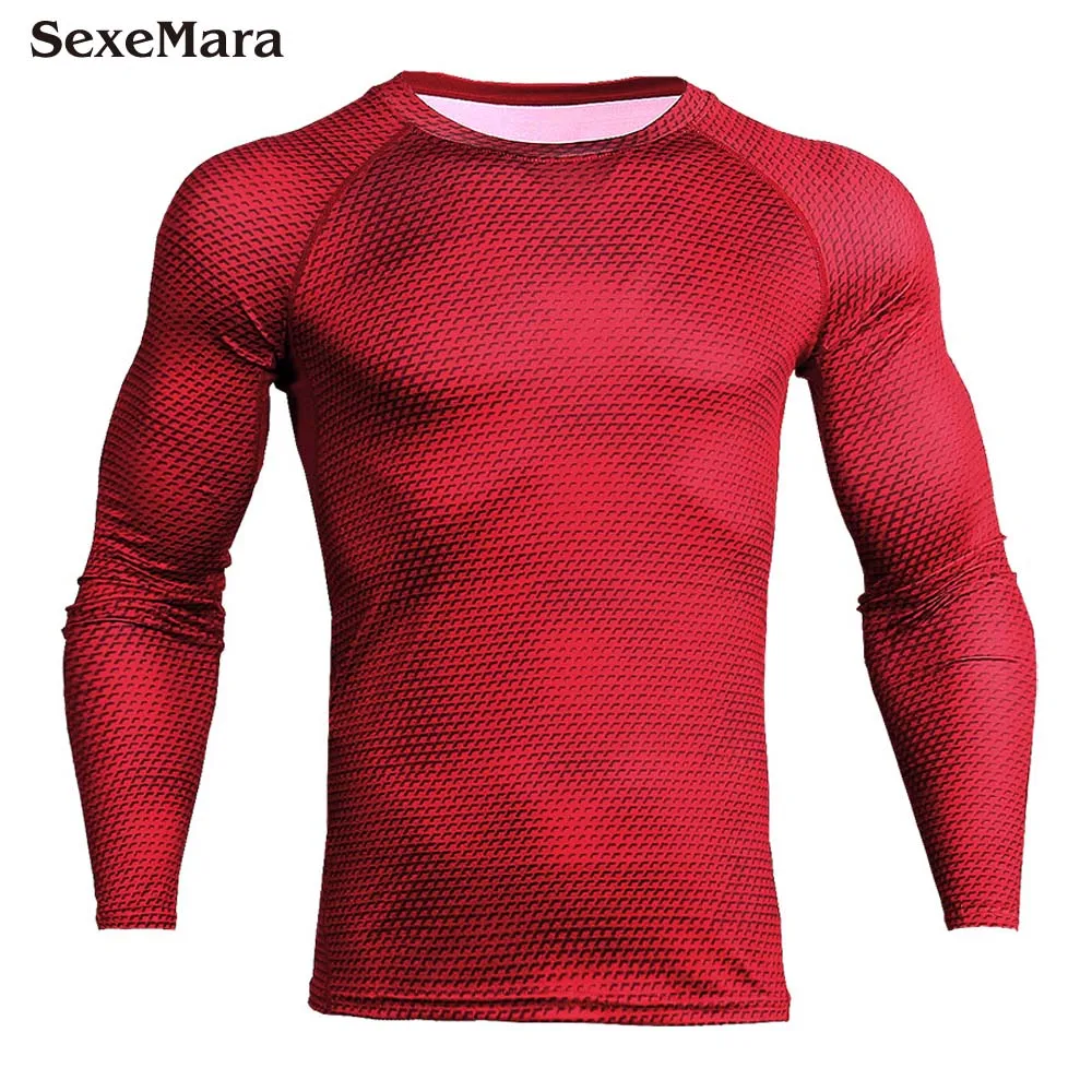 New 3D Printed T-shirts Men's Compression Shirt Thermal Long Sleeve T Shirt Mens Fitness Bodybuilding Skin Tight Quick Dry Tops