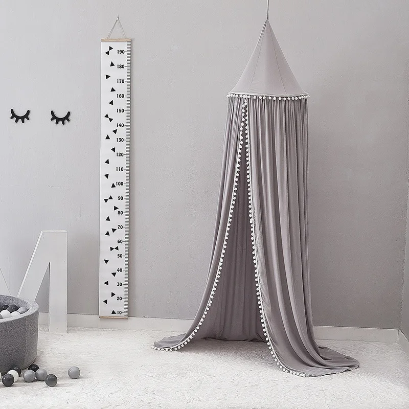 

Cotton Baby Room Decoration Balls Mosquito Net Kids Bed Curtain Canopy Round Crib Netting Tent Photography Props Baldachin 245cm