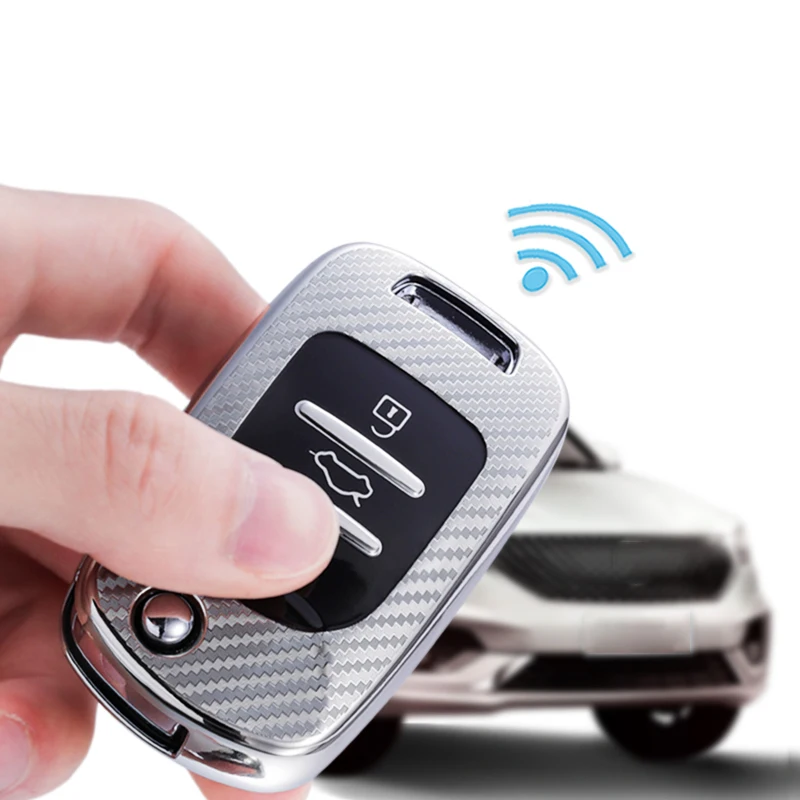 

TPU Carbon Fiber Pattern Car Key Case For Baojun BAOJUN 510 310 730 560 Car Key Cover Case Folding Remote Control Key Smart Key