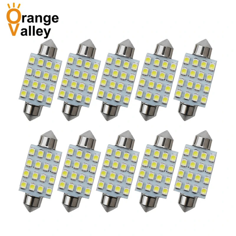 10 шт. горячая Распродажа Festoon C5W 16 SMD LED 31 мм 36 39 41 1210 3528 освещение для салона