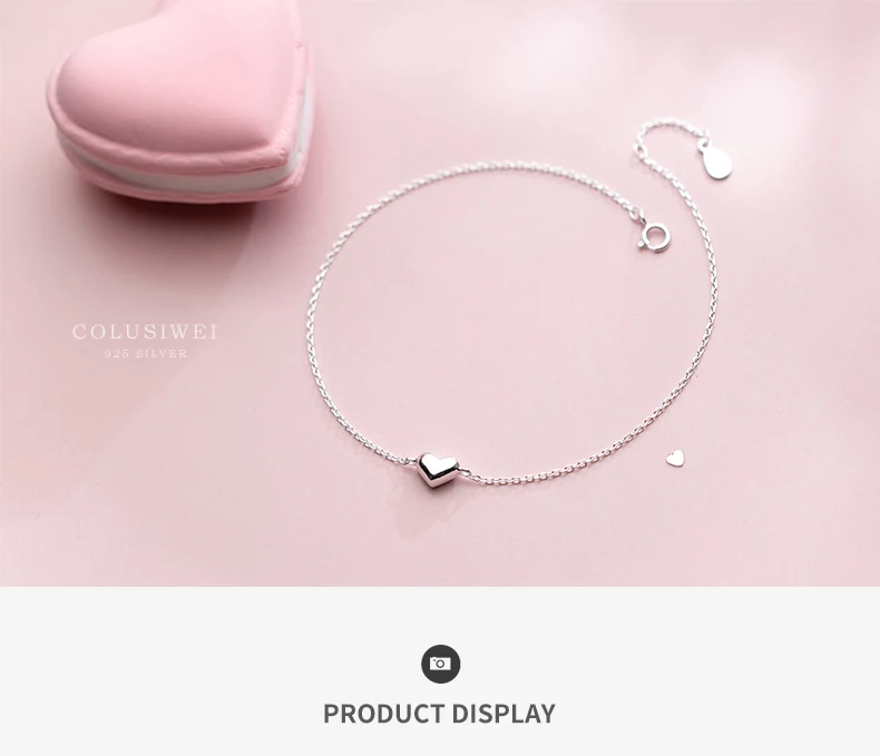 Colusiwei Simple Design Heart Silver Anklet for Women 925 Sterling Silver Bracelet for Ankle and Leg Fashion Foot Jewelry Gift