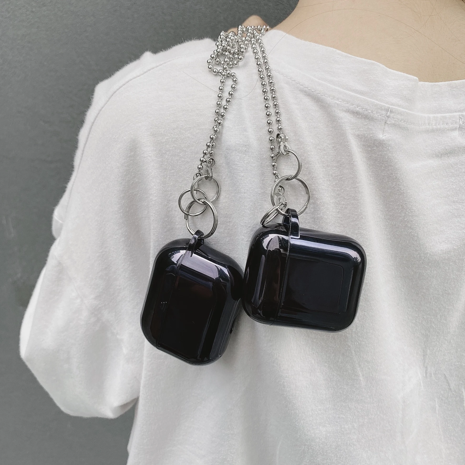 

Luxury Plating Metal Wireless Bluetooth Earphone Case for 2 1 With necklace Silicone Soft headset Cover Box
