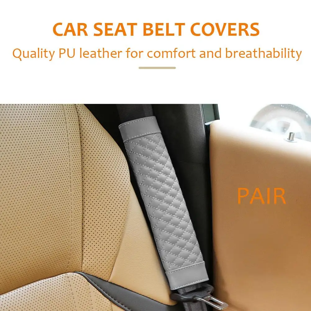 

2pcs Car Safety Belt Covers Shoulder Selecting Leather for Comfort and Breath Pad Protection Padding Auto Accessories