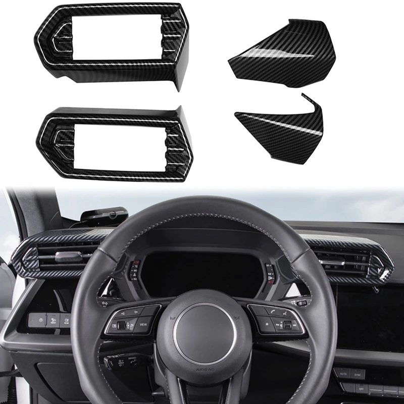 

Car Styling 2PCS ABS Carbon Fiber Interior Dashboard Side Air Vent Outlet Cover Trim For- A3 8Y Sedan Sportback 2021