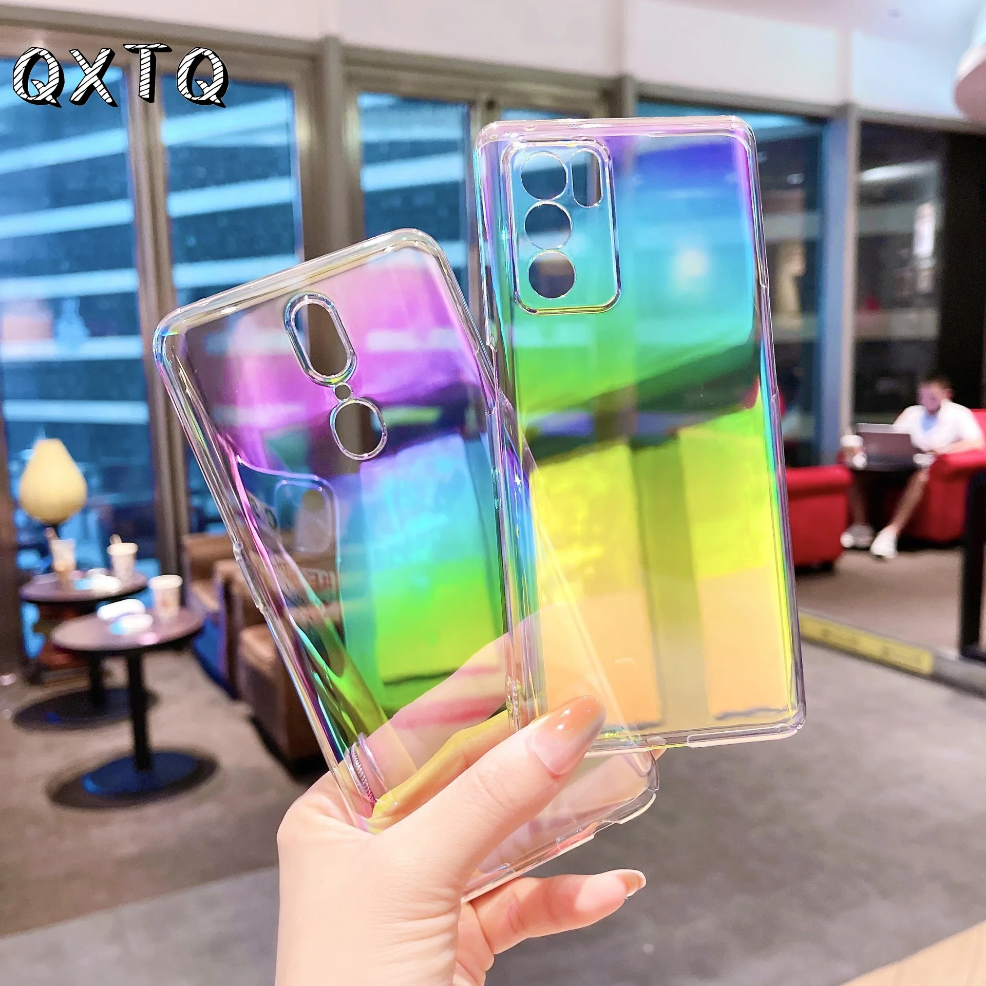

QXTQ Gradient Transparent PC All-inclusive Colorful Phone Case for VIVO S X Y IQOO NEO 3 5 6 7 9 20 30 52 60 70 73 PRO S X Cell