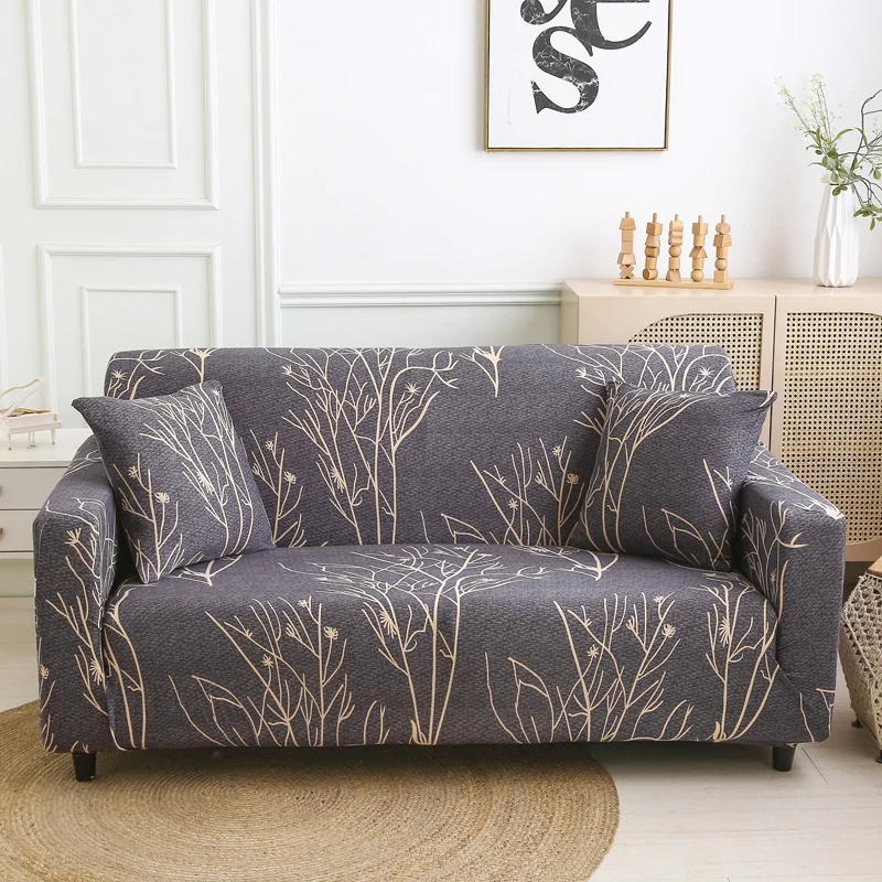 

Gray Color Sofa Covers for Living Room Simple Style Print Capa De Sofa Home Decoration Sofa Seats Slipcover Elastic Funda Sofá