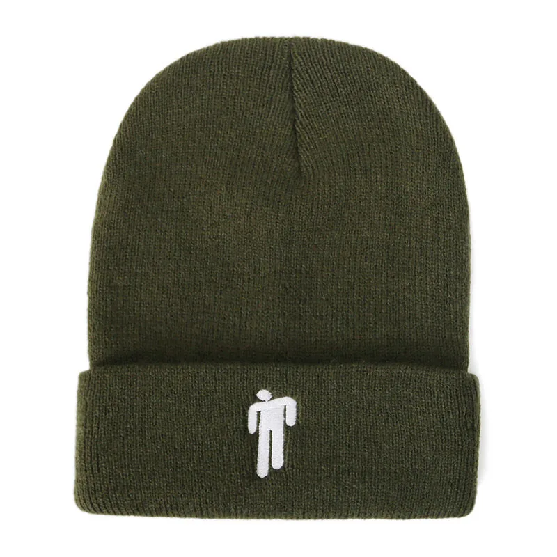 Army Green Billie Eilish Beanie шапка для женщин и мужчин, вязаное, тёплое, зимнее, однотонное, хип-хоп, повседневное, с манжетами, широкий берет-Боб - Цвет: Army Green
