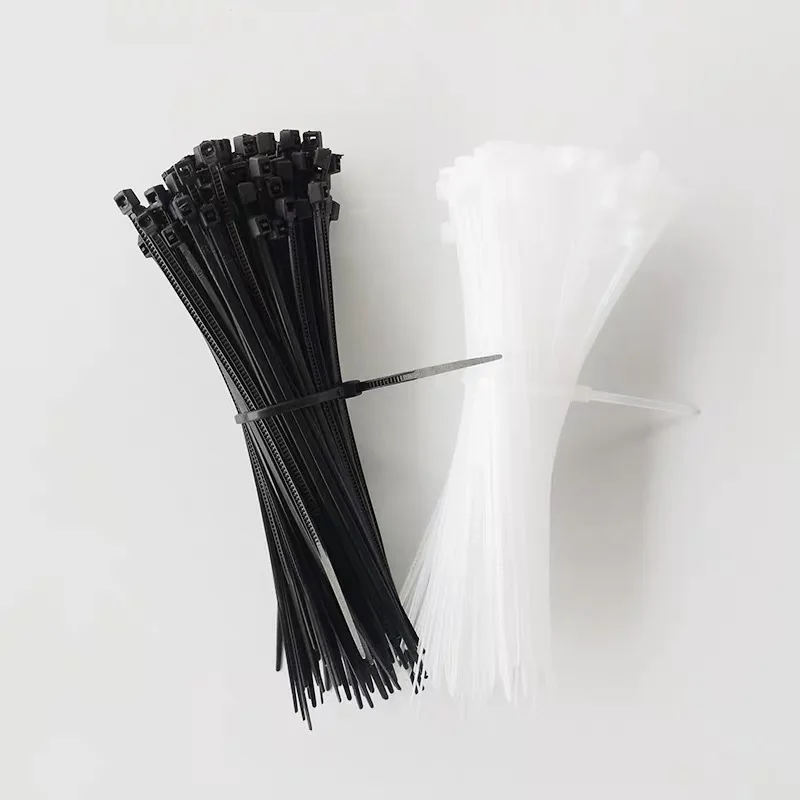 Самоблокирующийся пластиковый нейлоновый галстук 100 шт. черный кабельный