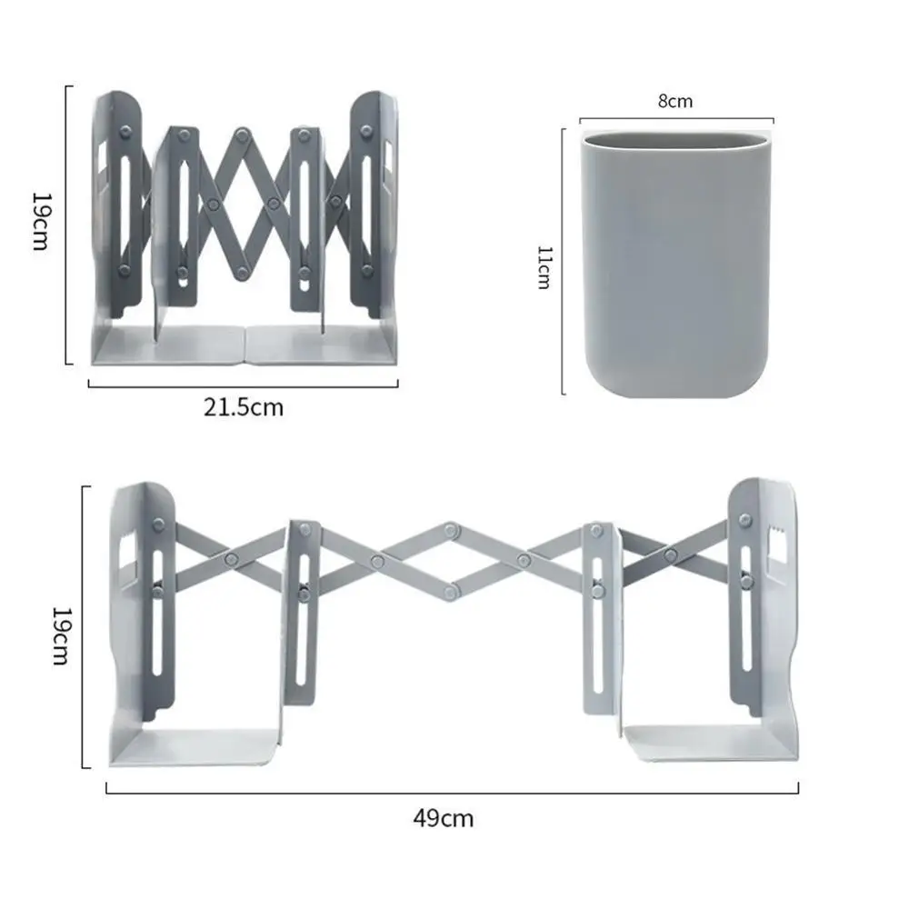 

Retractable Bookends For Shelves Book Support Stand Bookshelf With Pen Holder Adjustable Bookends Book Rack Folder Book Stoppers