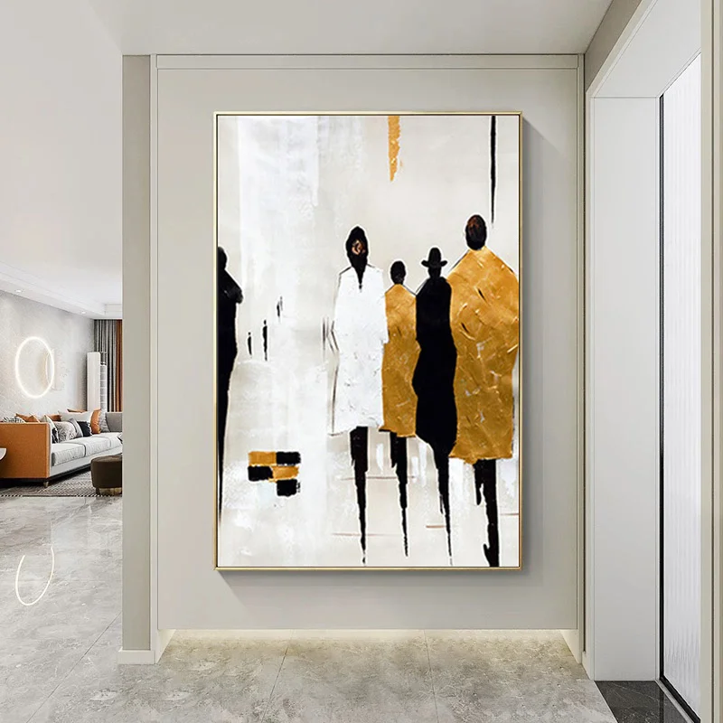 

Modern Abstract Canvas Painting Street Pedestrian Art Oil Painting on Wall Poster Print Modern Pictures for Living Room Decor