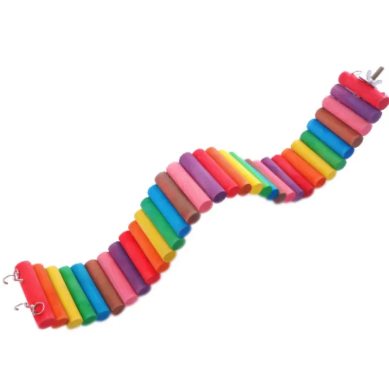 Милый Попугай хомяк красочные деревянные маленькая подвесная лестница кровать подвеска Дом жевательные реквизит Товары для животных игрушка