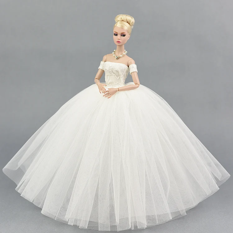 Свадебное платье для куклы Барби Оригинальное вечернее 1/6 BJD с пышной юбкой