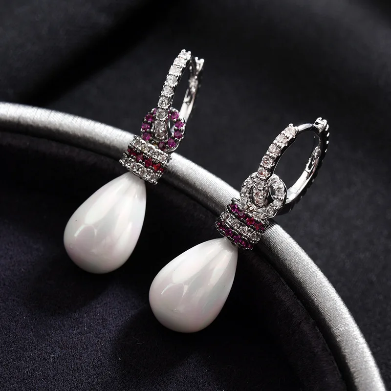 Корейские Новые Модные Серьги серебряного цвета с жемчугом и кристаллами для