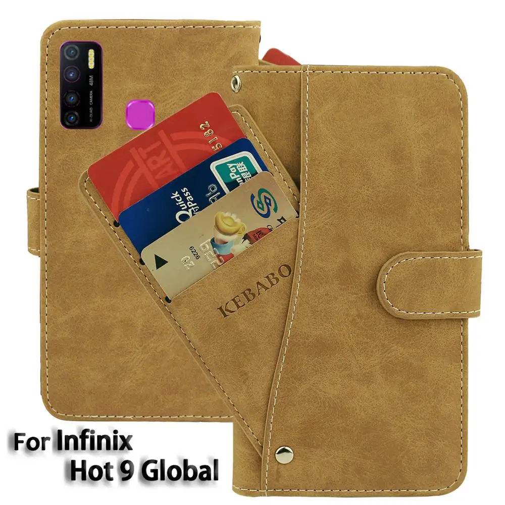 

Винтажный кожаный бумажник Infinix Hot 9 Global 9 Pro, чехол 6,6 дюйма, Роскошный чехол с откидной крышкой и отделениями для карт, магнитные Защитные чех...