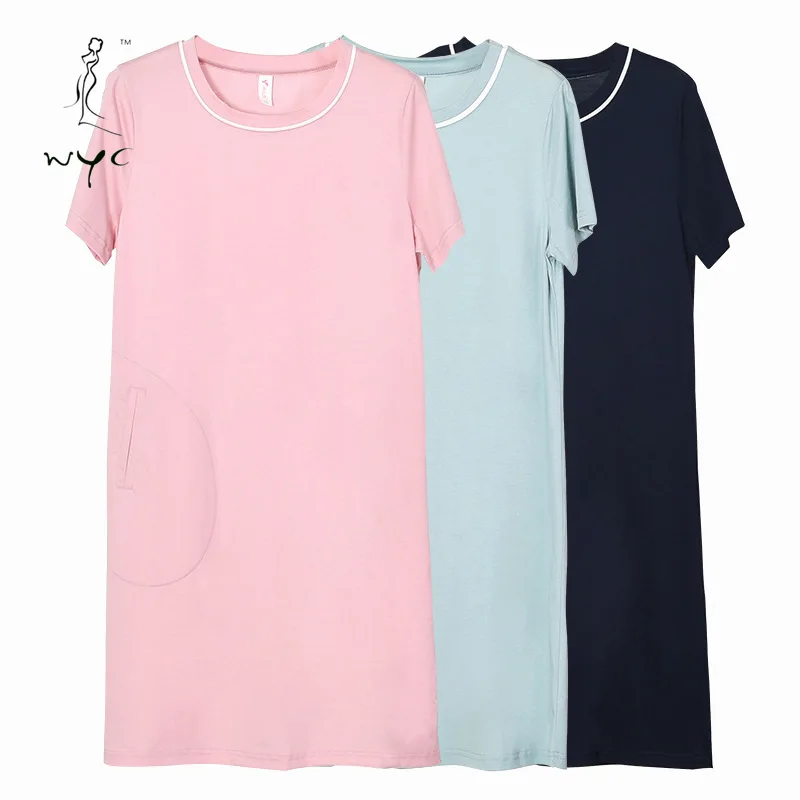 

Женская обувь из хлопка с О-образным вырезом, домашняя одежда, одежда размера плюс Женские однотонные пижамы с короткими рукавами дамы ночн...