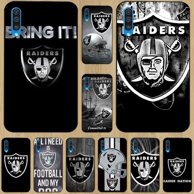 

0 Oakland Raiders Black Soft Phone Case For Samsung A 9 10 20 30 40 M20 S 30 31 J5(2015) J5prime 6 7 Plus