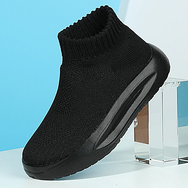 Zapatos informales para ni&ntilde;os y ni&ntilde;as, zapatillas para correr, calcetines de punto, deportivas, botas suaves antideslizantes, el&aacute;sticas de alta calidad-4
