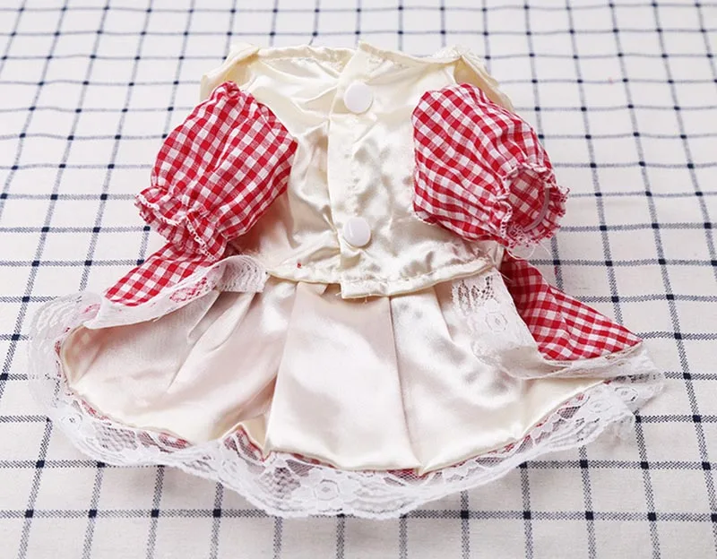 Летняя одежда для собак платье щенков принцесса в клетку аксессуары маленьких и