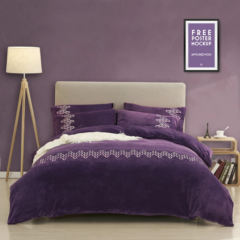 Golden Age - Purple Фланелевая ткань, четыре бумажных набора, утепленное, сезонное, плюшевое, двустороннее пуховое одеяло, Коралловое одеяло, постельные принадлежности - Цвет: Golden Age - Purple