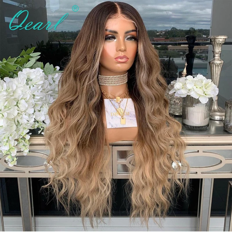 

Ombre Caramel Blonde Lace Front Wig 13x4/13x6 Water WAve Human Hair Wigs Preplucked Brazilian Remy Hair for Women 150% Qearl
