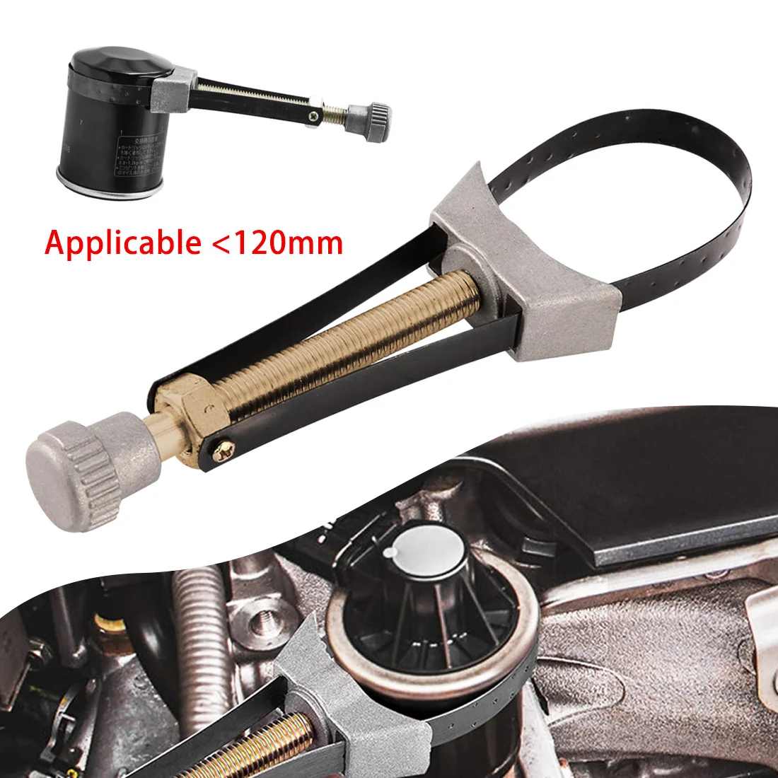 

Car Auto Oil Filter Removal Tool Cap Spanner Strap Wrench 60mm To 120mm Diameter Adjustable for Yamaha for Suzuki Repair Tool