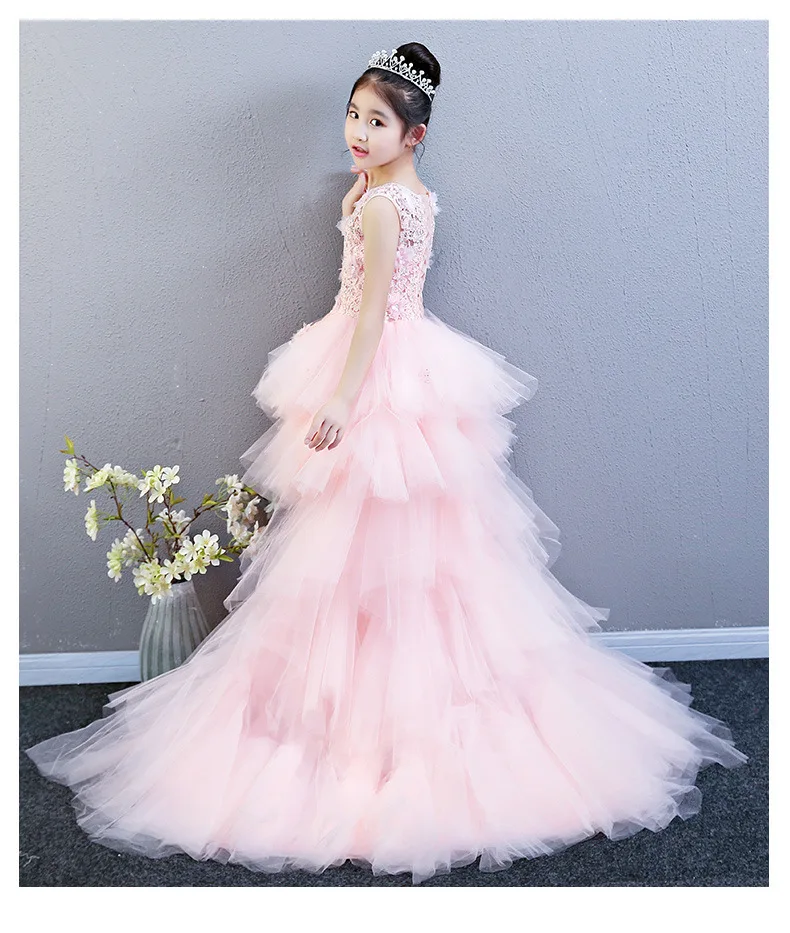 Платья для девочек с цветочным принтом кружевные бисером пышные свадьбы первого