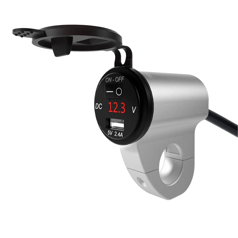 

Motorcycle USB Charger Waterproof Mobile Phone Adapter Digital Display Car Fast Charger with Power Off Switch