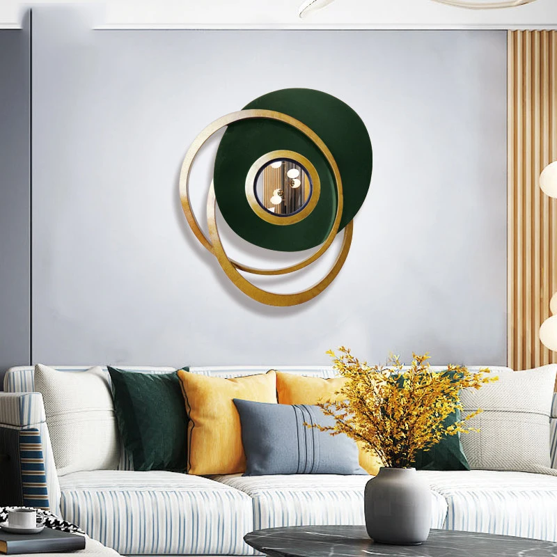 

European Luxury Wrought Iron Abstract Geometric Wall Hanging Decorative Mirror Home Livingroom Porch Wall Mural Sticker Crafts