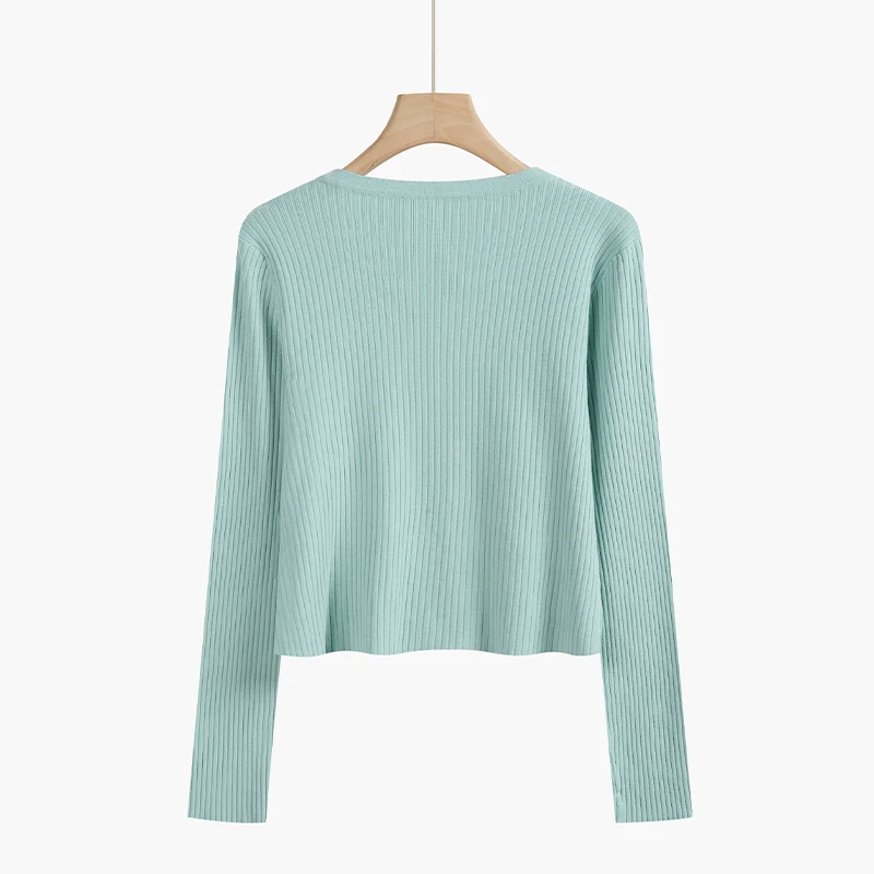 

2021 Cardigan Autumn Long Sleeve Short Sweater Women Knitted Tops Black White Ladies Sweater Outwear Female