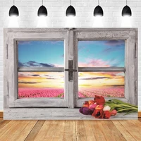 yeele wooden windows photocall flowers sea sky cloud photography backdrop personalized photographic backgrounds for photo studio