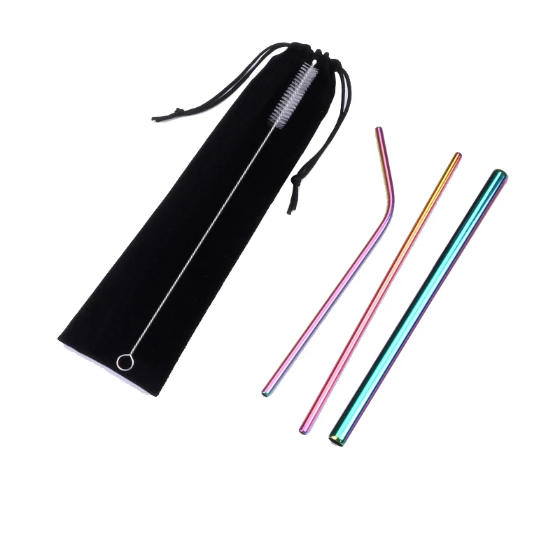4pcs colorful Портативный Нержавеющая сталь телескопическая соломинкой Для путешествий многоразовые cгибающийся металлический питьевой соломы с Чехол и щетка - Цвет: 4pcs colorful