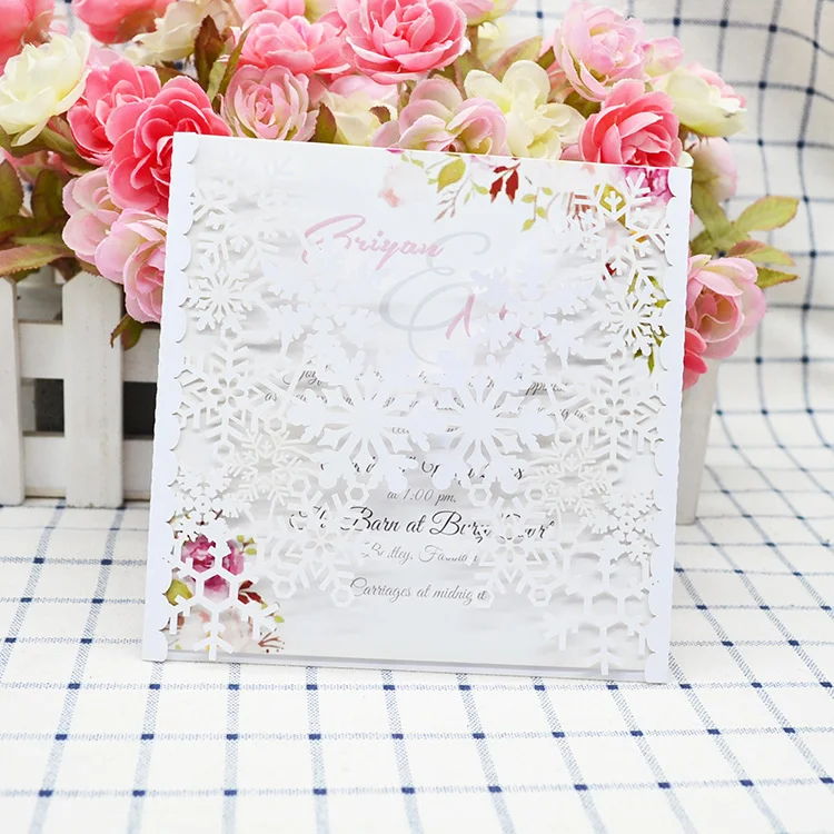 

Лазерная вырезка снежинки Свадебная Рождественская зимняя пригласительная открытка