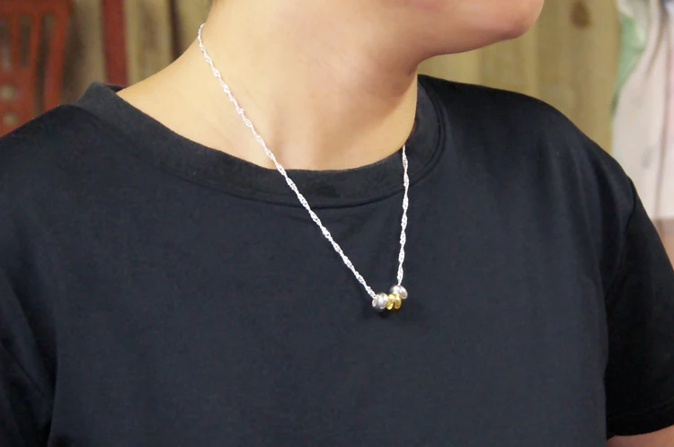 Ожерелье с подвеской из серебра 925 пробы круглыми бусинами модное женское