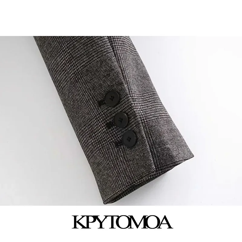 KPYTOMOA женский 2021 Модный укороченный Блейзер на одной пуговице пальто в клетку