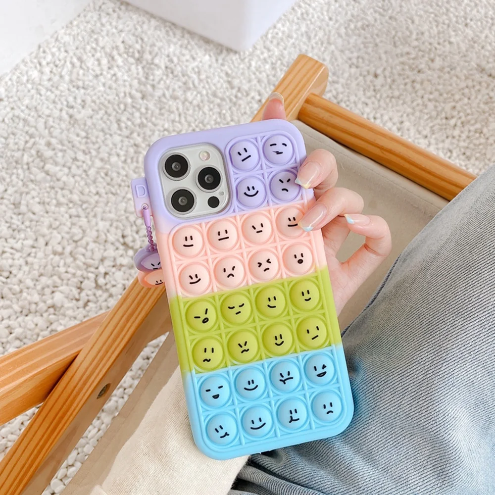 

for Redmi Note 9 8 7 Pro K40 POCO F3 Xiaomi 11 10 CC9 8 ProBubble Relieve stres Cartoon Emoticons Cute phone cover