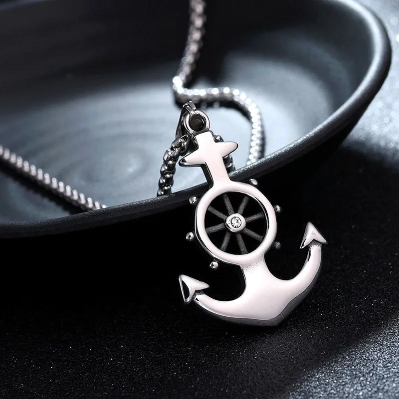 

HNSP Punk Anchor Pendant Chain Necklace For Men Women Fashion jewelry Gift