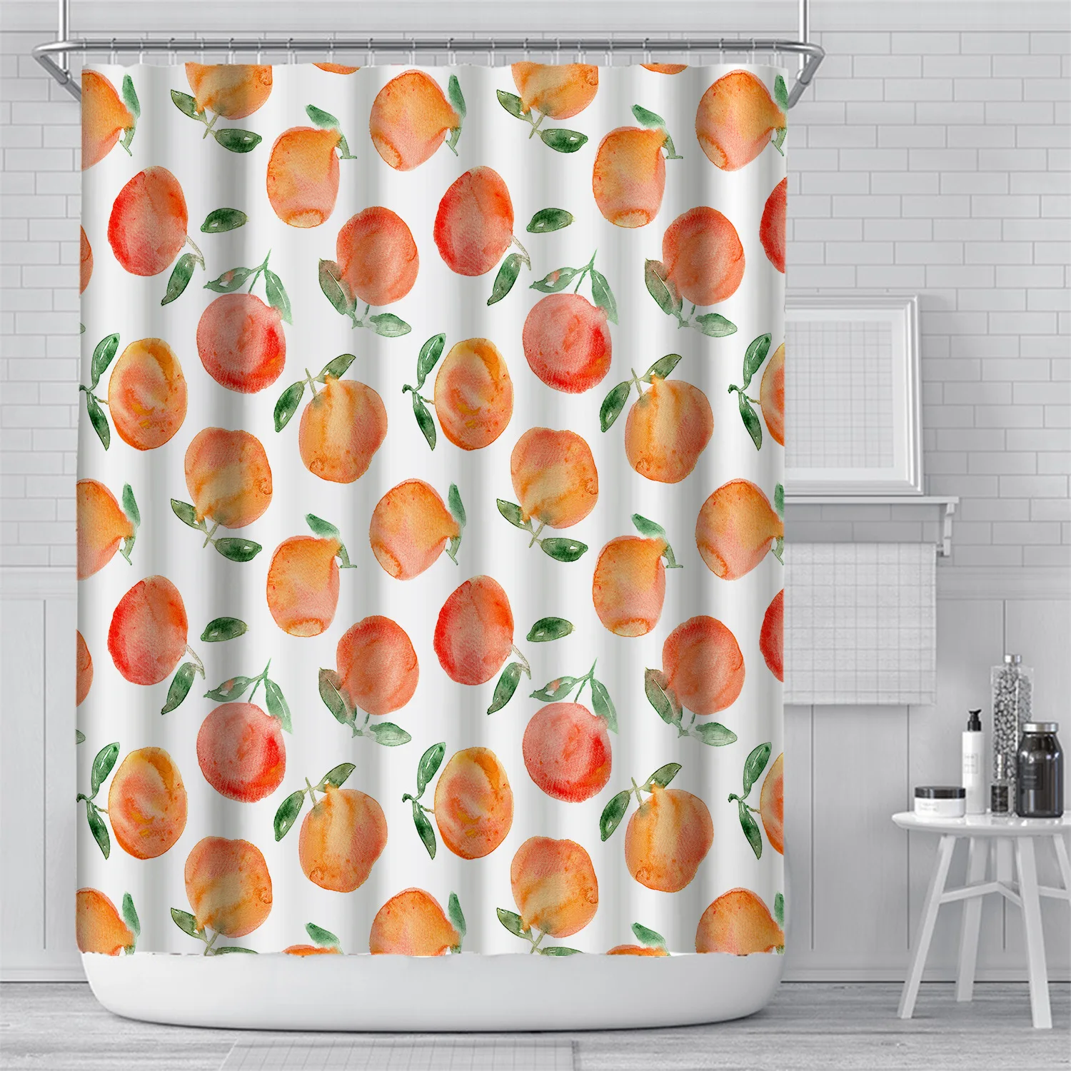

Waterproof Bathroom Curtains Polyesters Orange Bath Curtain Plant Shower Insulation Bathing Screen Toilet Bathroom Accessories