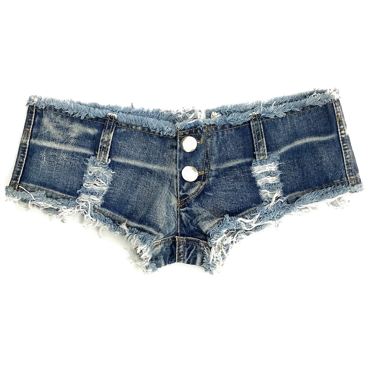 

New sexy female jeans denim shorts hot 2021 low waist ripped hole nightclub women's live broadcast anchor clothing