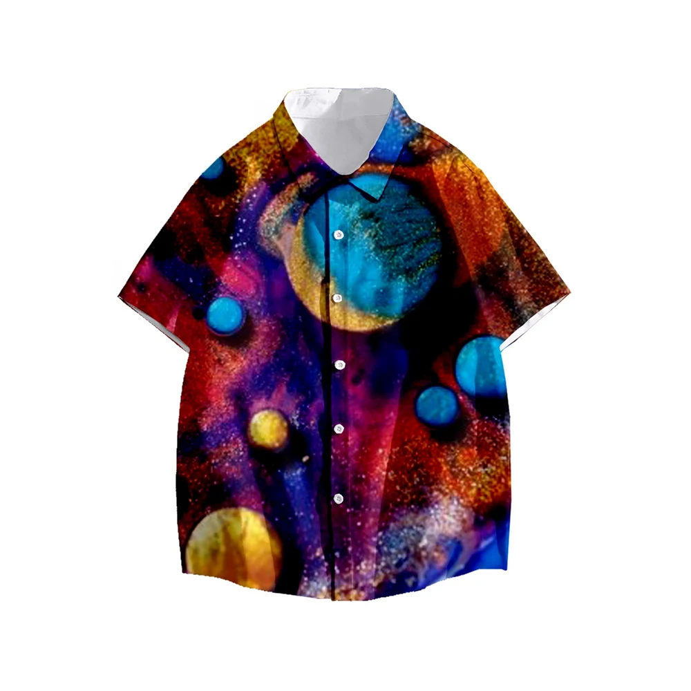 

SONSPEE 3D Printing Abstract Color Summer Short-sleeved Shirt Cool Men Shirt Casual Hip-hop Street Clothing Sports Ladies Fun